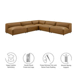 Upholstered 5 - Piece L - Shaped Vegan Leather Modular Sofa 87 Inch - Living Room Furniture available at Alpine Outlets in Denver