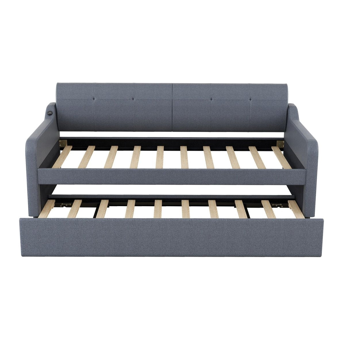 Upholstered Daybed With Trundle And USB Charging - Trundle Beds available at Alpine Outlets in Denver