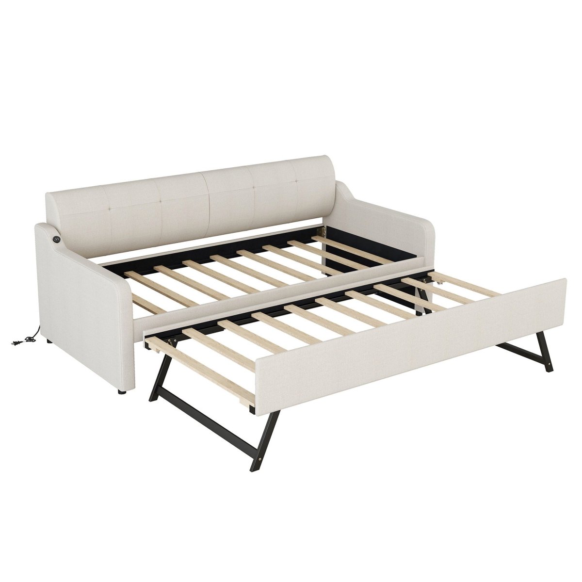 Upholstered Daybed With Trundle And USB Charging - Trundle Beds available at Alpine Outlets in Denver