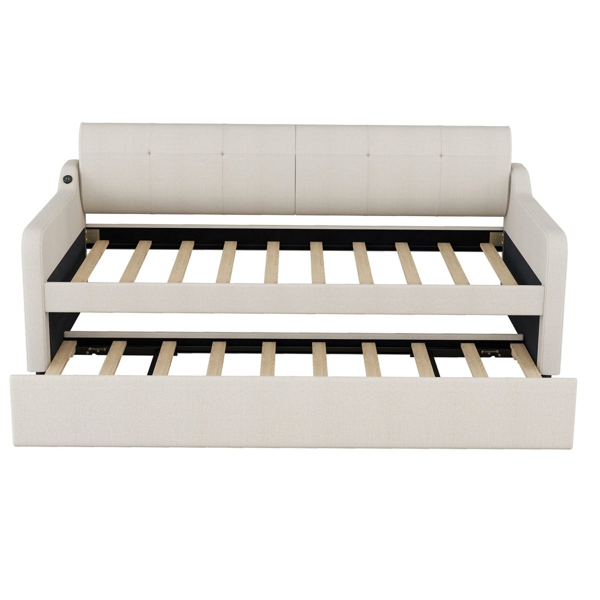 Upholstered Daybed With Trundle And USB Charging - Trundle Beds available at Alpine Outlets in Denver
