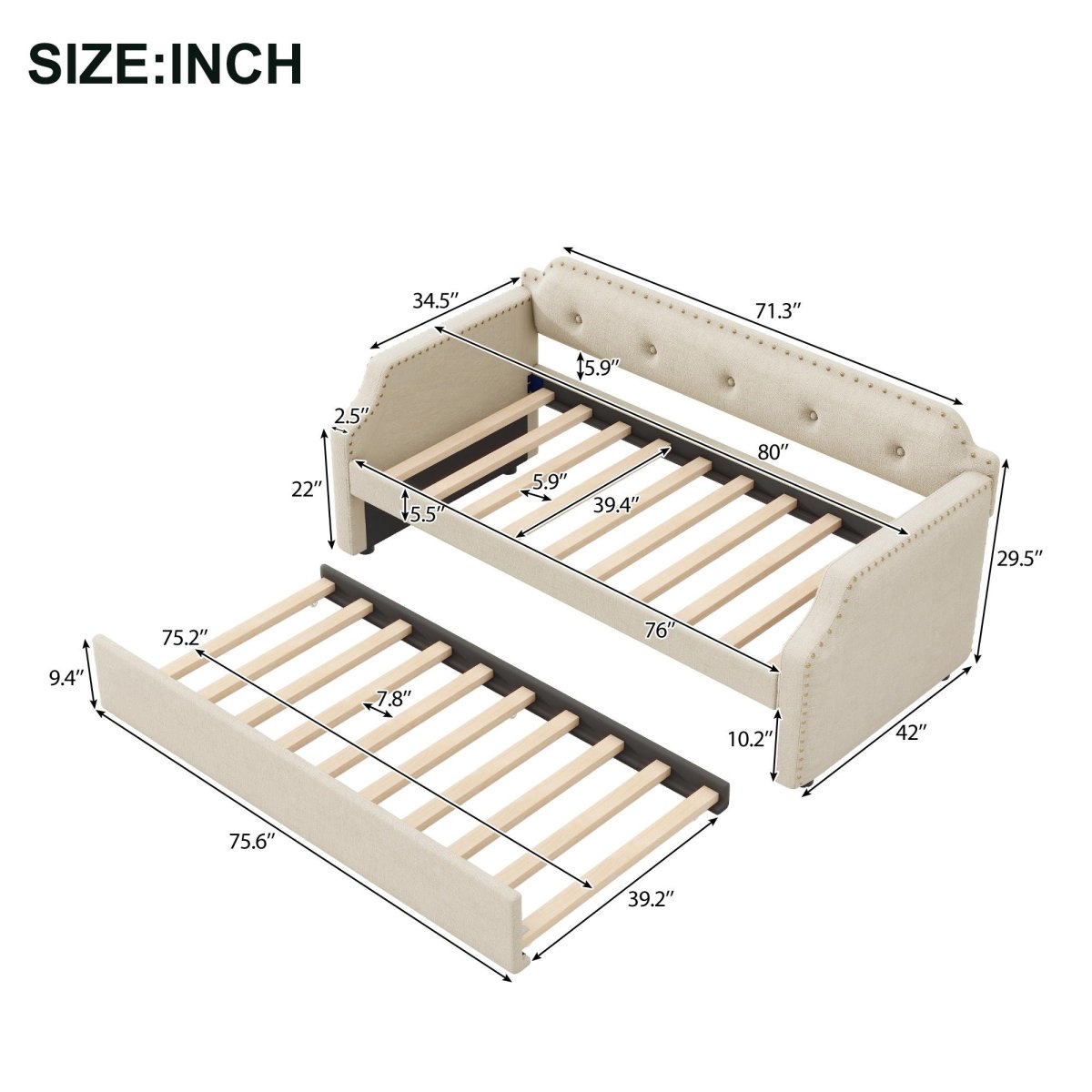 Upholstered Daybed With Trundle - Trundle Beds available at Alpine Outlets in Denver