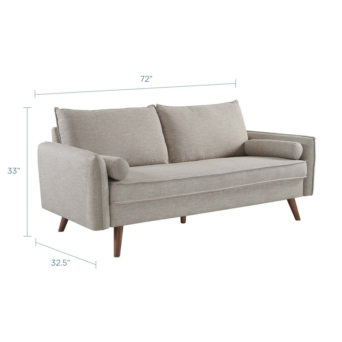 Upholstered Fabric Sofa with Bolster Pillows - Living Room Furniture available at Alpine Outlets in Denver