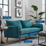 Upholstered Fabric Sofa with Bolster Pillows - Living Room Furniture available at Alpine Outlets in Denver
