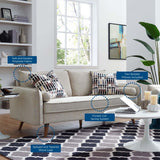 Upholstered Fabric Sofa with Bolster Pillows - Living Room Furniture available at Alpine Outlets in Denver
