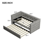 Upholstered Twin Size Daybed With Trundle, Padded Back And Sides - Gray - Trundle Beds available at Alpine Outlets in Denver