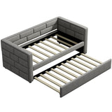 Upholstered Twin Size Daybed With Trundle, Padded Back And Sides - Gray - Trundle Beds available at Alpine Outlets in Denver