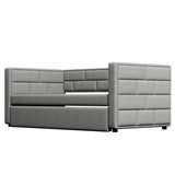 Upholstered Twin Size Daybed With Trundle, Padded Back And Sides - Gray - Trundle Beds available at Alpine Outlets in Denver