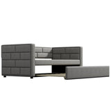 Upholstered Twin Size Daybed With Trundle, Padded Back And Sides - Gray - Trundle Beds available at Alpine Outlets in Denver