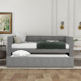 Upholstered Twin Size Daybed With Trundle, Padded Back And Sides - Gray - Trundle Beds available at Alpine Outlets in Denver