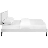 Upholstered Vinyl Full Platform Bed with Round Splayed Legs in White - Platform Bed available at Alpine Outlets in Denver
