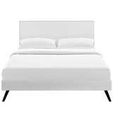 Upholstered Vinyl Full Platform Bed with Round Splayed Legs in White - Platform Bed available at Alpine Outlets in Denver