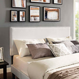 Upholstered Vinyl Full Platform Bed with Round Splayed Legs in White - Platform Bed available at Alpine Outlets in Denver