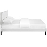 Upholstered Vinyl Full Platform Bed with Tapered Splayed Legs in White - Platform Bed available at Alpine Outlets in Denver