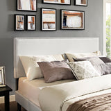 Upholstered Vinyl Full Platform Bed with Tapered Splayed Legs in White - Platform Bed available at Alpine Outlets in Denver