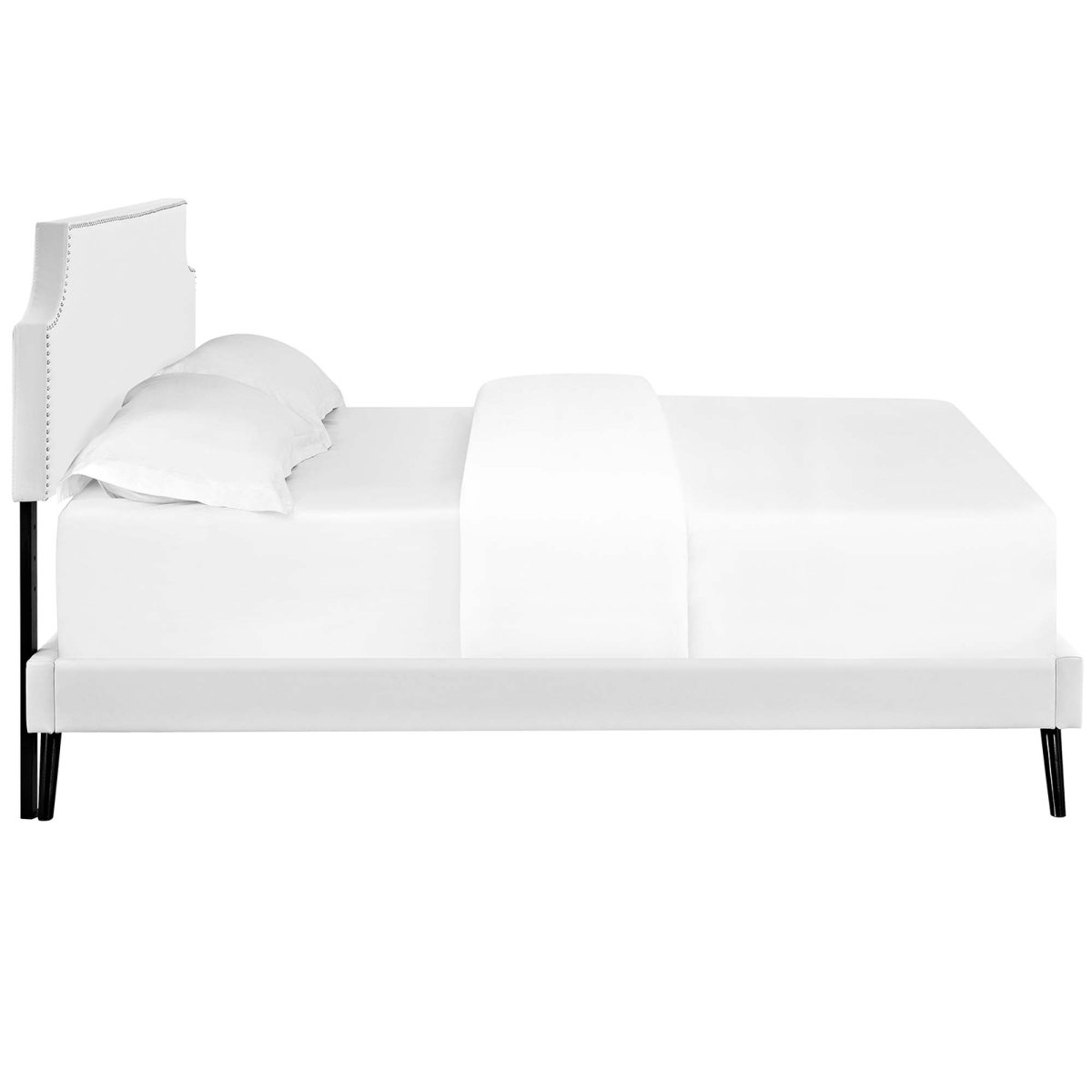 Upholstered Vinyl Platform Bed with Round Splayed Legs - Platform Bed available at Alpine Outlets in Denver