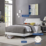 Upholstered Vinyl Platform Bed with Round Splayed Legs - Platform Bed available at Alpine Outlets in Denver