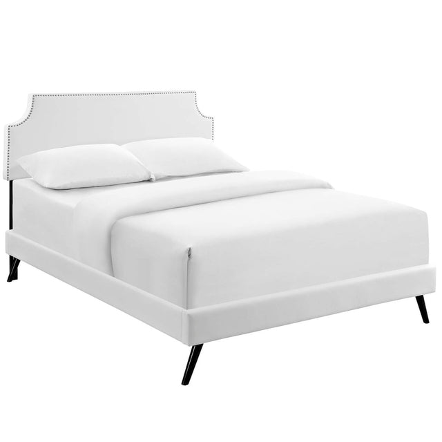 Upholstered Vinyl Platform Bed with Round Splayed Legs - Platform Bed available at Alpine Outlets in Denver