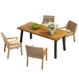 Valmere Outdoor Dining Set 5 or 7 Piece with Round or Rectangular Acacia Table - Outdoor Furniture Sets - Alpine Outlets