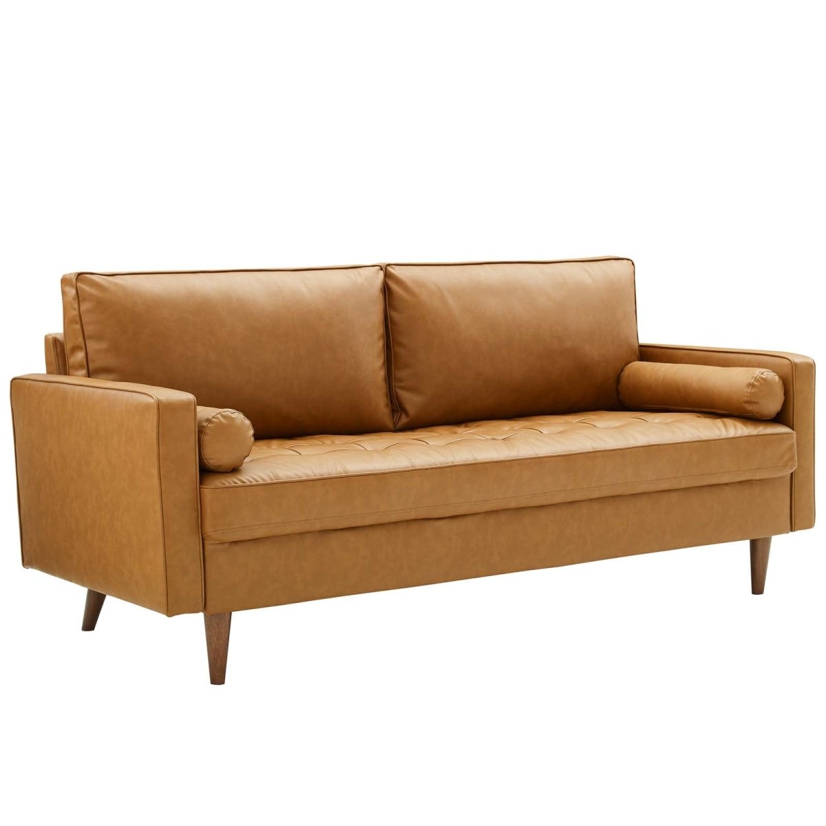 Valour Tufted Vegan Leather Sofa in Tan by Modway - Living Room Furniture available at Alpine Outlets in Denver