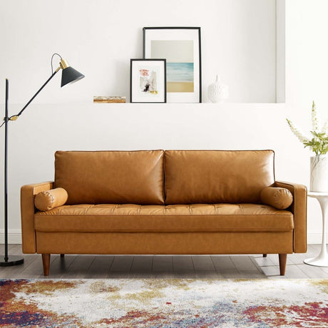 Valour Tufted Vegan Leather Sofa in Tan by Modway - Living Room Furniture available at Alpine Outlets in Denver