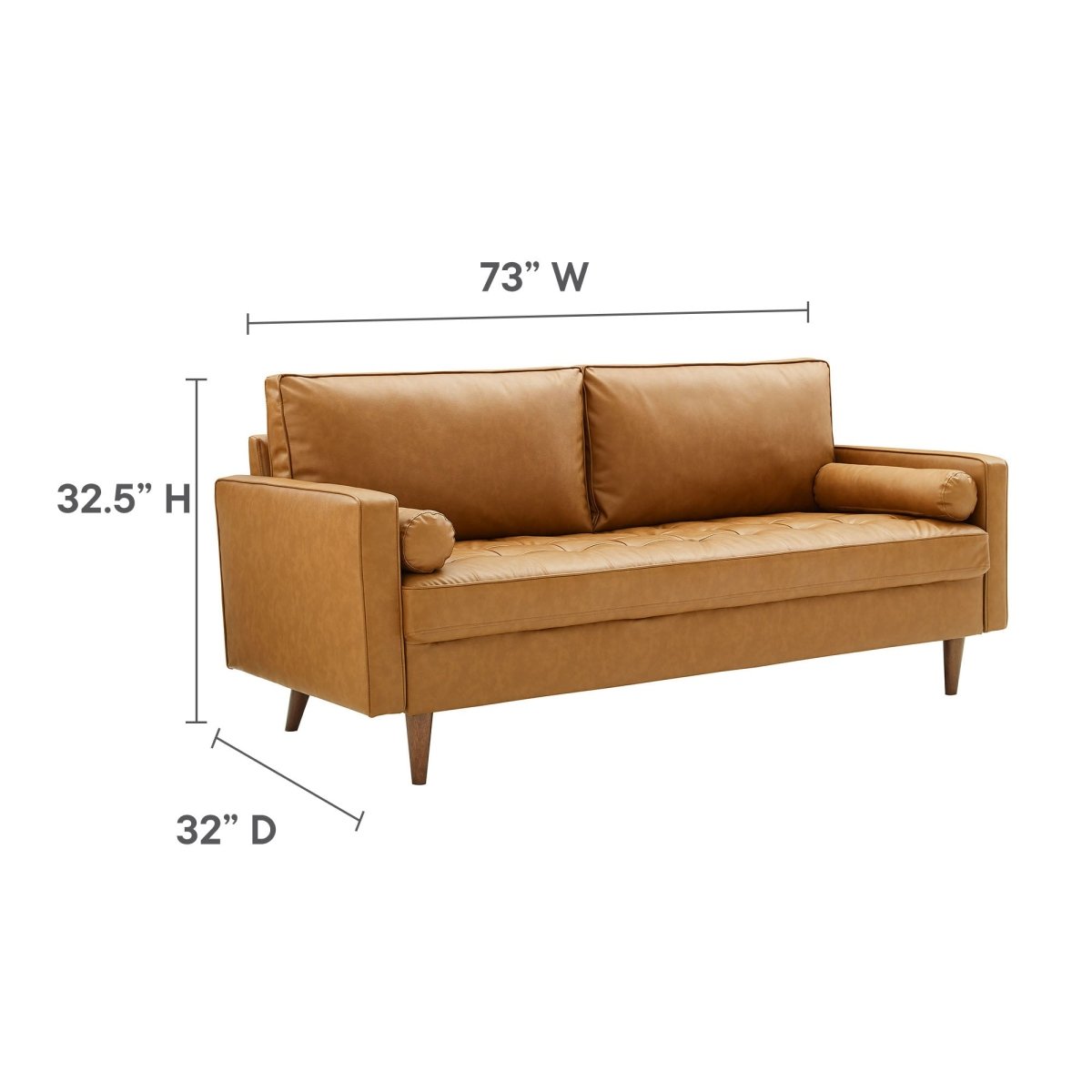 Valour Tufted Vegan Leather Sofa in Tan by Modway - Living Room Furniture available at Alpine Outlets in Denver