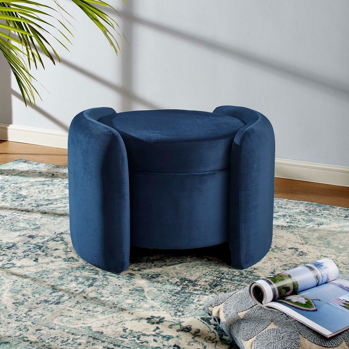 Velvet Storage Ottoman with Removable Lid – 28 Inch Upholstered - Ottomans available at Alpine Outlets in Denver