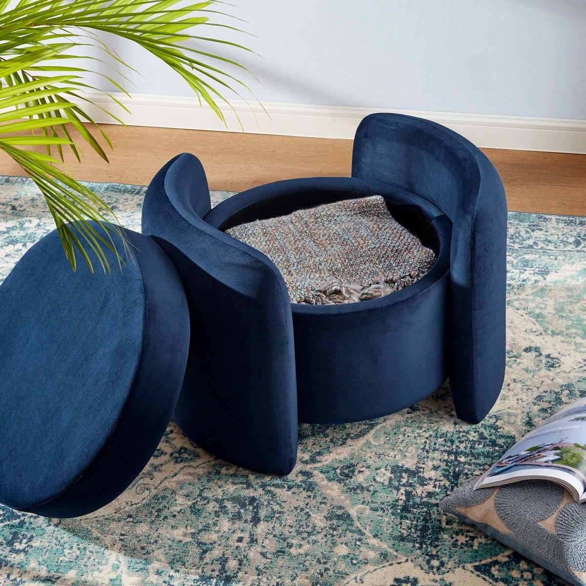 Velvet Storage Ottoman with Removable Lid – 28 Inch Upholstered - Ottomans available at Alpine Outlets in Denver