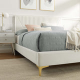 Vertical Channel Tufted Performance Velvet Platform Bed with Gold Legs - Platform Bed available at Alpine Outlets in Denver