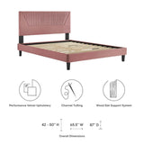 Vertical Channel Tufted Performance Velvet Platform Bed with Tapered Legs - Platform Bed available at Alpine Outlets in Denver