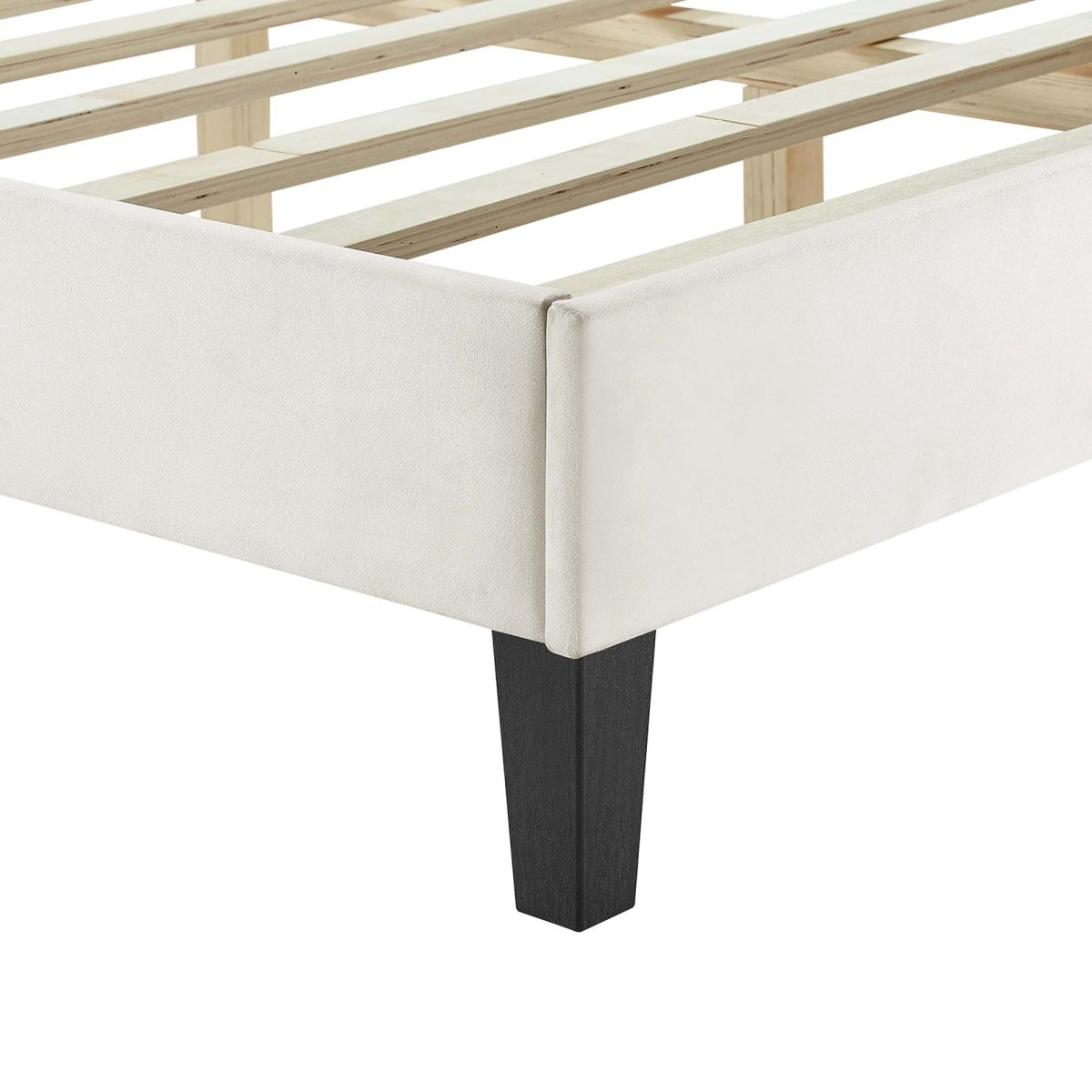 Vertical Channel Tufted Performance Velvet Platform Bed with Tapered Legs - Platform Bed available at Alpine Outlets in Denver