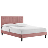 Vertical Channel Tufted Performance Velvet Platform Bed with Tapered Legs - Platform Bed available at Alpine Outlets in Denver