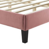 Vertical Channel Tufted Performance Velvet Platform Bed with Tapered Legs - Platform Bed available at Alpine Outlets in Denver
