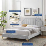 Vertical Tufted Performance Velvet Platform Bed with Gold Legs - Platform Bed available at Alpine Outlets in Denver