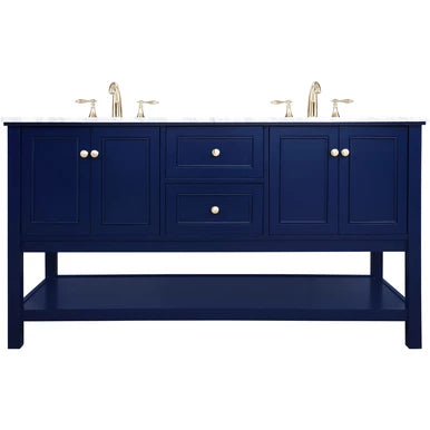 Metropolis 60 inch Blue Vanity Sink Set