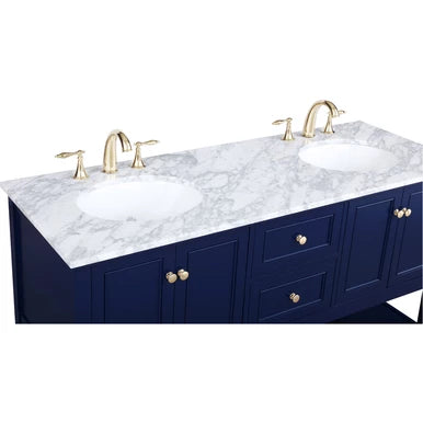 Metropolis 60 inch Blue Vanity Sink Set
