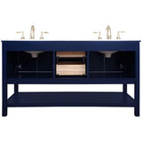 Metropolis 60 inch Blue Vanity Sink Set