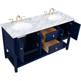 Metropolis 60 inch Blue Vanity Sink Set
