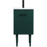 Cyrus 18 Inch Green Single Sink Vanity with Quartz Top