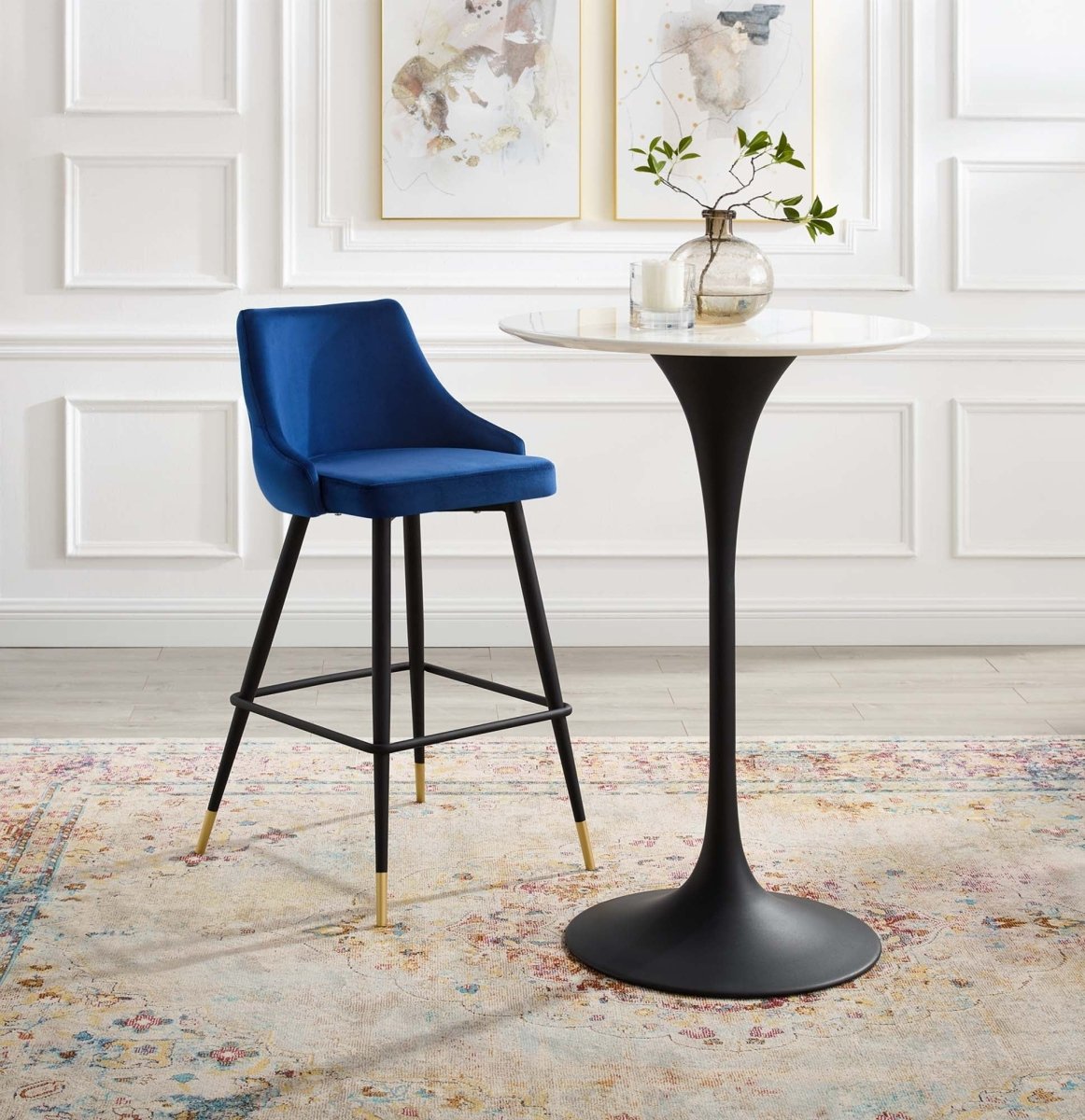 Vintage Glam Performance Velvet Bar Stool – Black and Gold 40 Inch - Stools available at Alpine Outlets in Denver