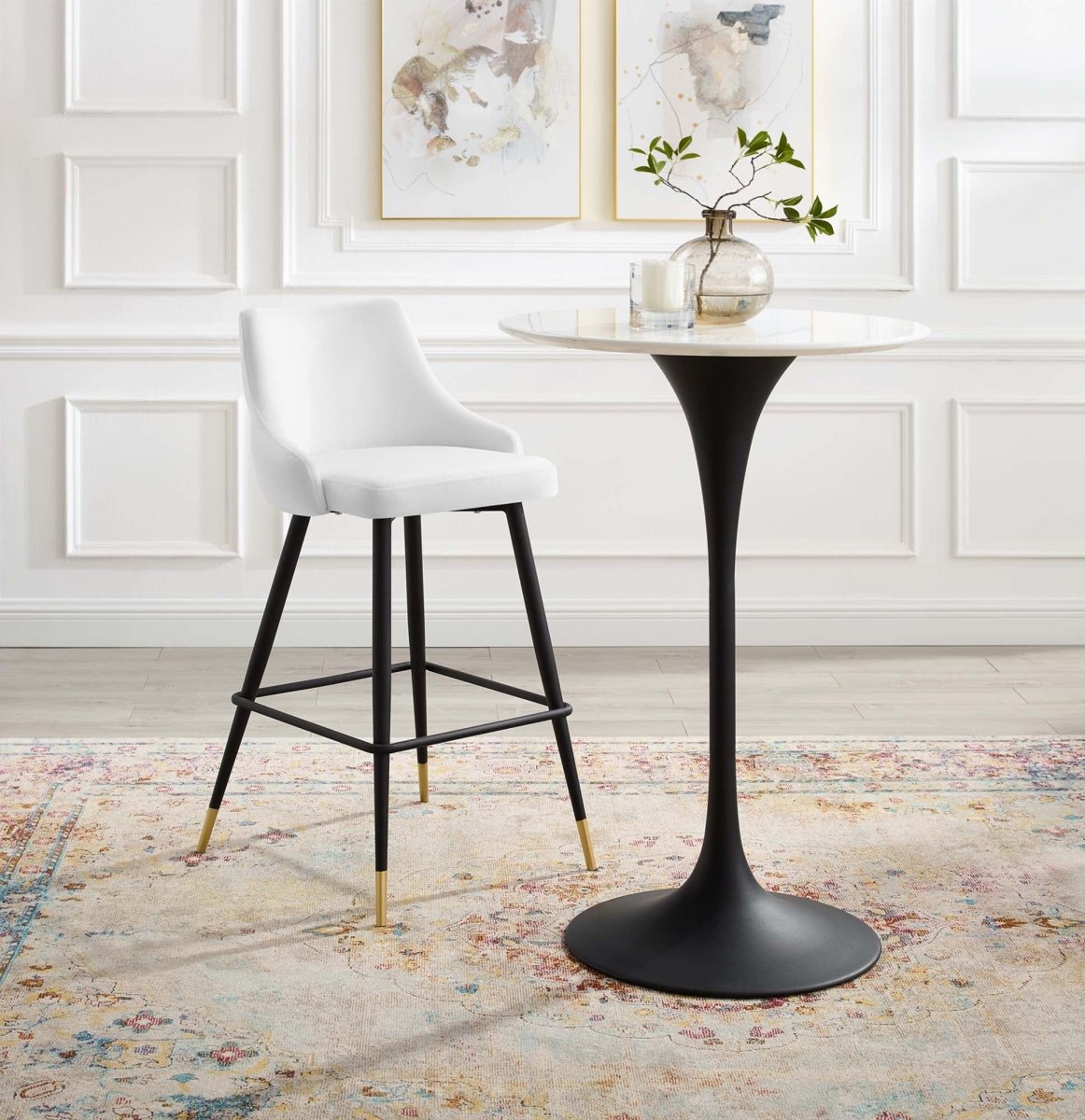 Vintage Glam Performance Velvet Bar Stool – Black and Gold 40 Inch - Stools available at Alpine Outlets in Denver