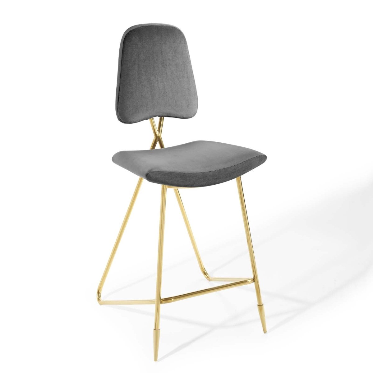 Vintage Glam Performance Velvet Bar Stool – Gold 45 Inch - Stools available at Alpine Outlets in Denver