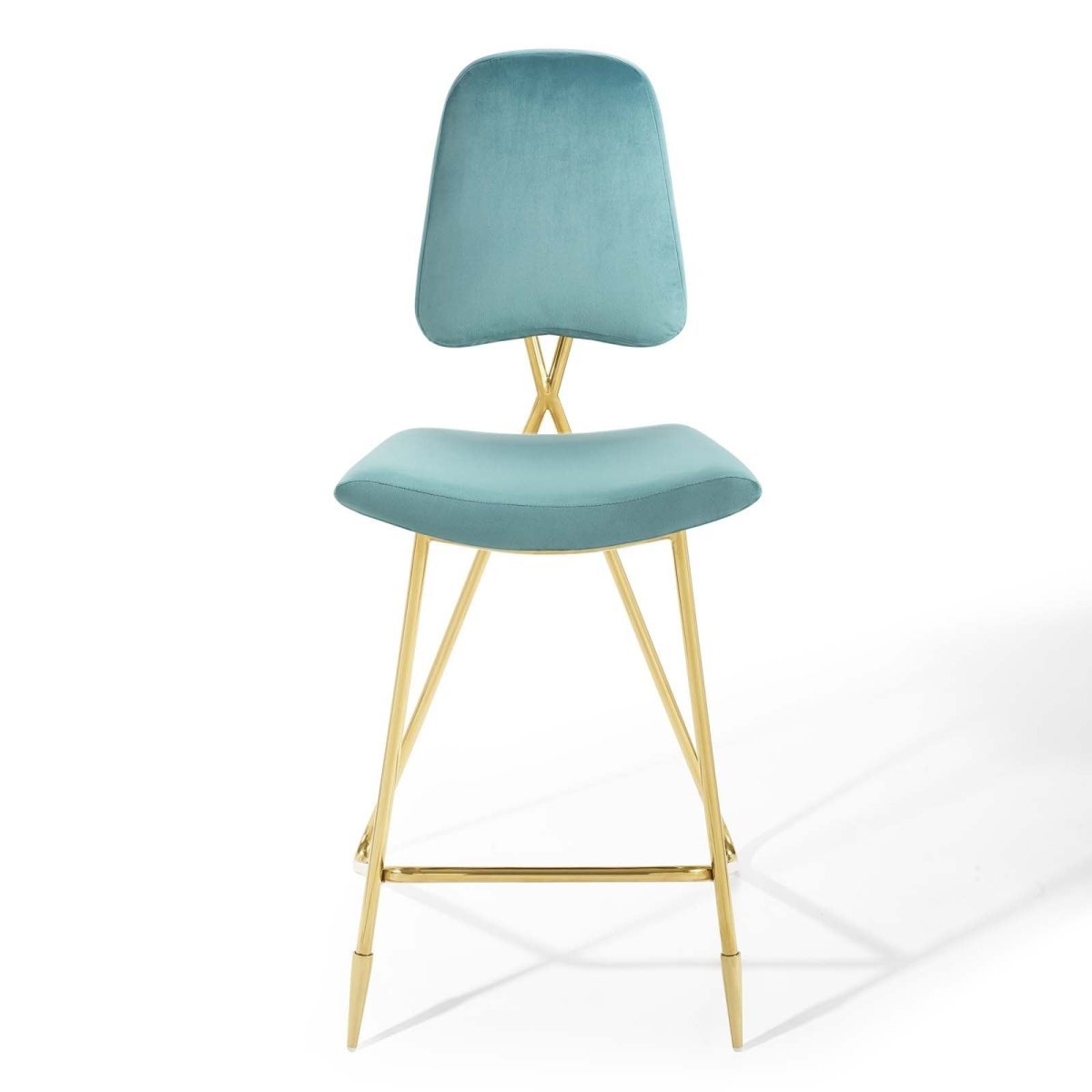 Vintage Glam Performance Velvet Bar Stool – Gold 45 Inch - Stools available at Alpine Outlets in Denver