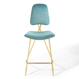 Vintage Glam Performance Velvet Bar Stool – Gold 45 Inch - Stools available at Alpine Outlets in Denver