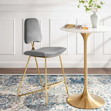 Vintage Glam Performance Velvet Bar Stool – Gold 45 Inch - Stools available at Alpine Outlets in Denver