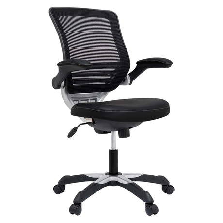 Vinyl Office Chair with Mesh Back – Black Adjustable - Workspace - Alpine Outlets