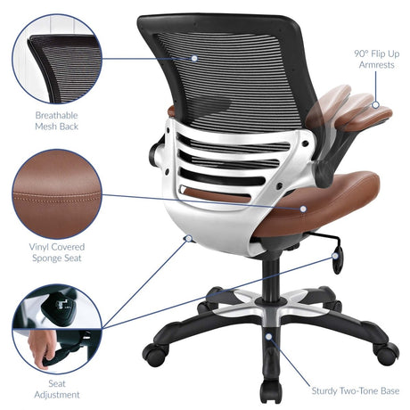 Vinyl Office Chair with Mesh Back – Tan Adjustable - Workspace - Alpine Outlets