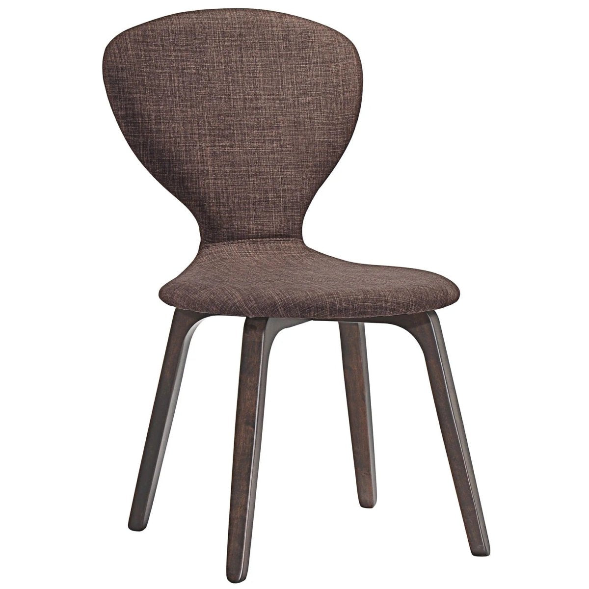 Walnut Brown Vintage Modern Wood Dining Side Chair with Linen Upholstery - Dining Chairs available at Alpine Outlets in Denver