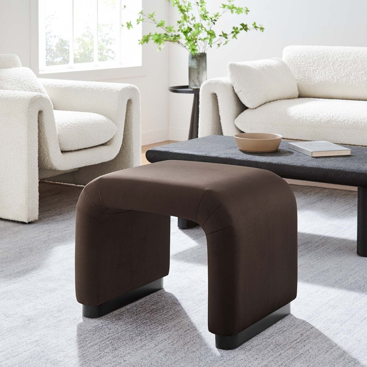 Waterfall Performance Velvet Stool – Velvet Upholstered 24 Inch - Ottomans available at Alpine Outlets in Denver