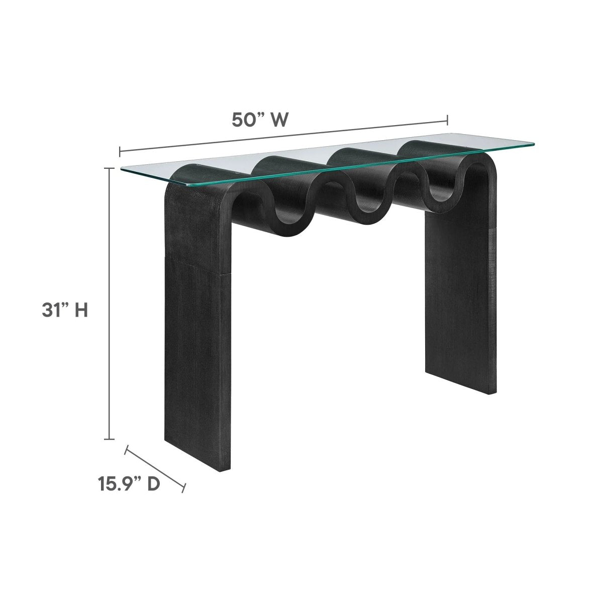 Wave Frame Glass Top Console Table – 50 Inch - Ottomans available at Alpine Outlets in Denver
