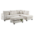 Wesmond 3 Piece Corduroy Sectional Sofa with Storage Ottoman and USB - Living Room Furniture - Alpine Outlets